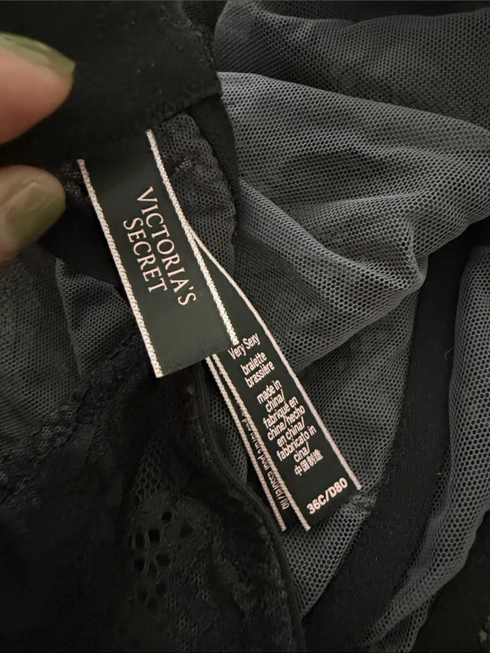 Victoria's Secret Black Sheer Lace Halter Bralette